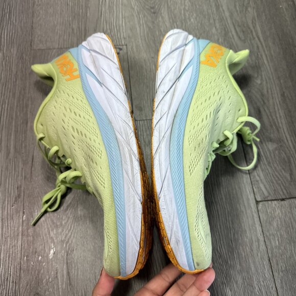 Hoka One One Clifton 8 Men Size 11 D Shoes Yellow Green Running Comfort Sneakers main image 4